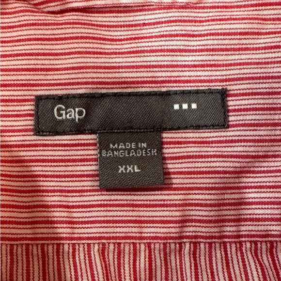 Men’s Gap Long Sleeve Button Down Shirt Red White Striped Size XXL 100% Cotton - Picture 5 of 6